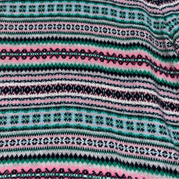 TALBOTS Blue/Pink Fair Isle Crew Neck Sweater Soft Wool Nylon Blend Women’s SzXL - Picture 5 of 11